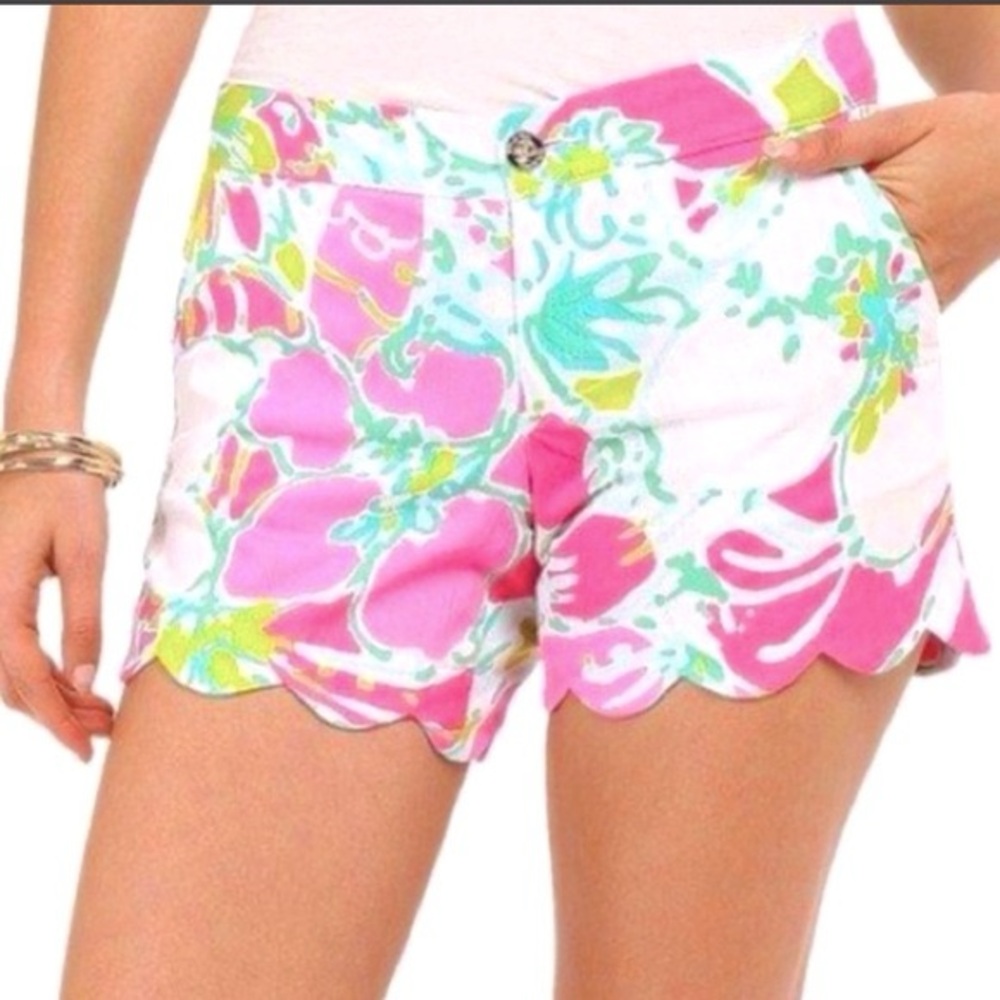 Lilly Pulitzer Buttercup Shorts Flamingo Pink Don’t Give A Cluck Tropical Size 6